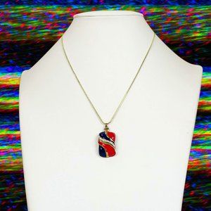 Gold Tone Enamel Pendant Statement Necklace